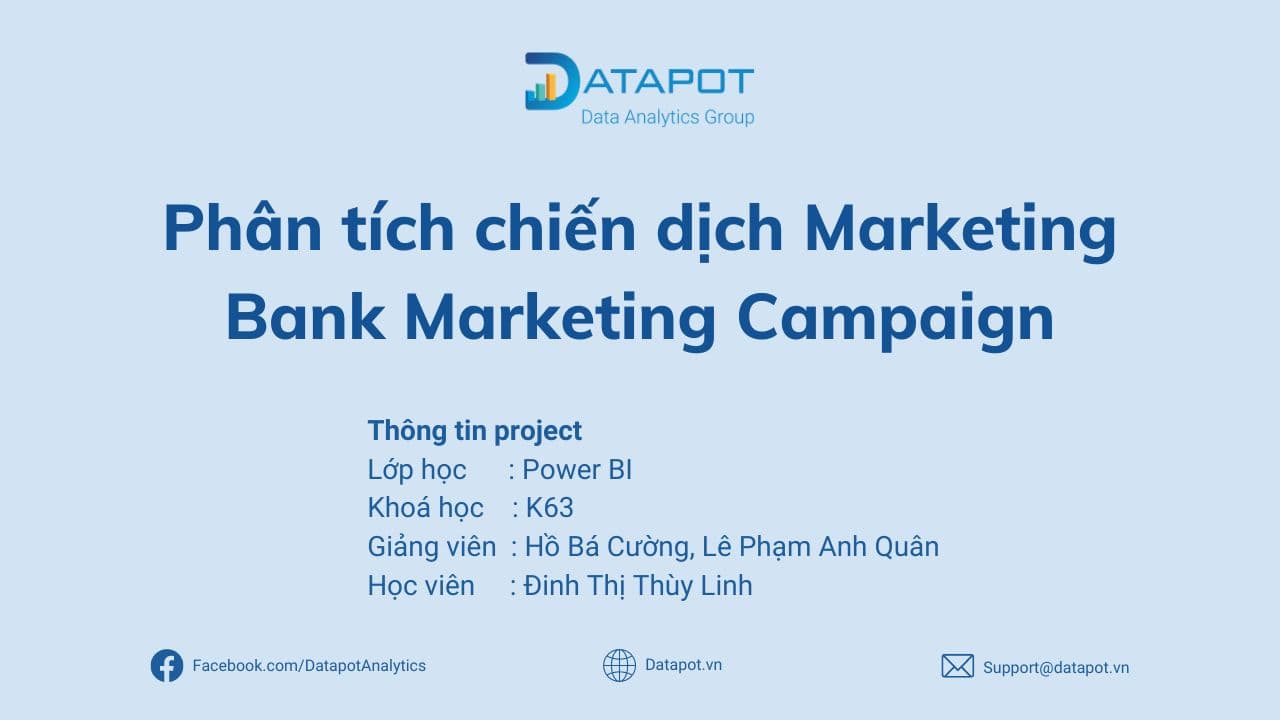 [BÀI TẬP POWER BI] PHÂN TÍCH CHIẾN DỊCH MARKETING – BANK MARKETING ANALYSIS – HỌC VIÊN THÙY LINH