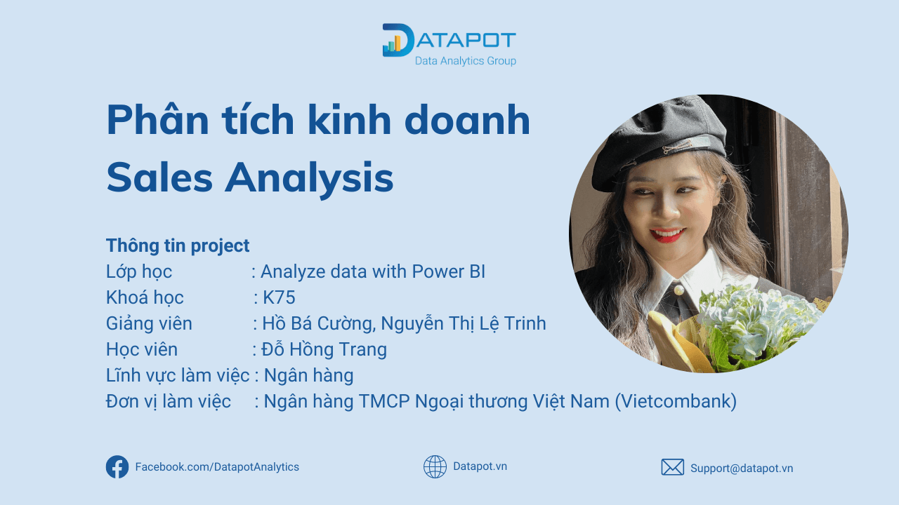 [BÀI TẬP POWER BI] PHÂN TÍCH KINH DOANH – SALES ANALYSIS – HỌC VIÊN ĐỖ HỒNG TRANG