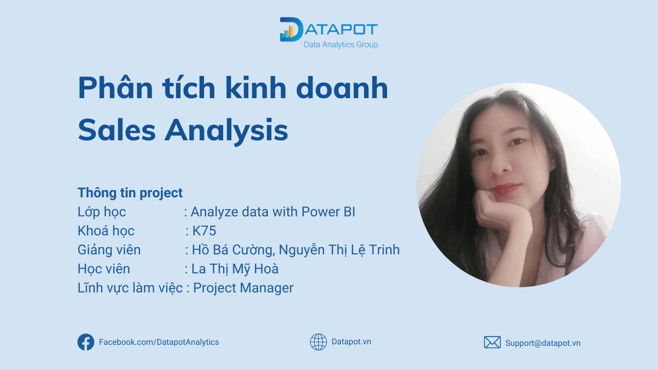 [BÀI TẬP POWER BI] PHÂN TÍCH KINH DOANH – SALES ANALYSIS – HỌC VIÊN LA THỊ MỸ HOÀ