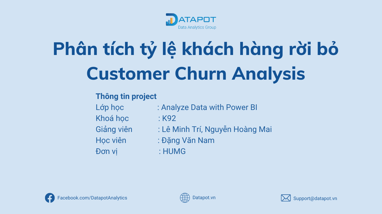 Phân Tích Tỷ Lệ Khách Hàng Rời Bỏ – Customer Churn Analysis – Học Viên Đặng Văn Nam