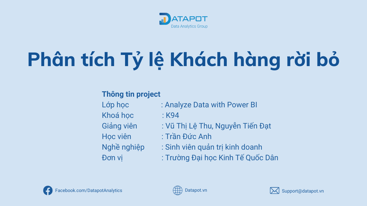 Phân tích Tỷ lệ khách hàng rời bỏ – Học viên Đức Anh