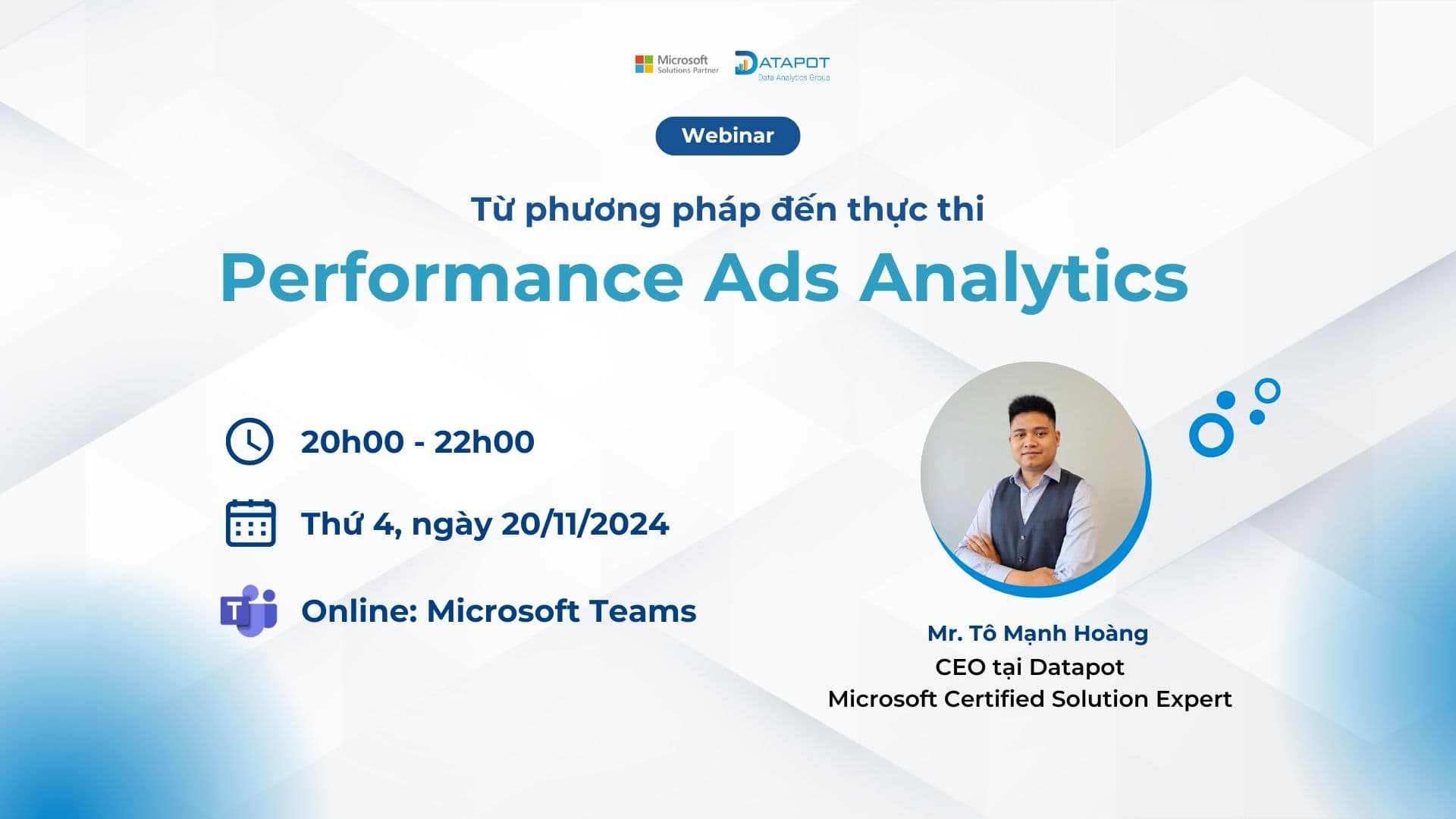 [ĐANG DIỄN RA] Chuỗi 05 buổi thực hành online: Performance Ads Analytics: Từ phương pháp đến thực thi