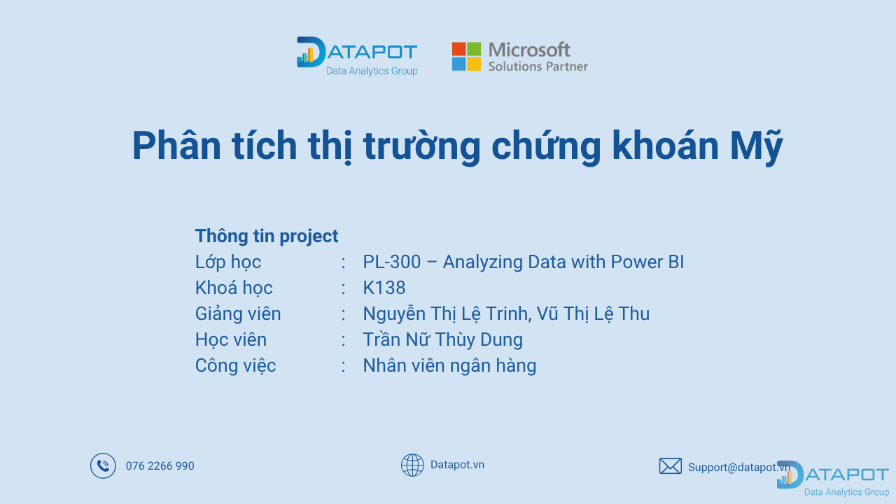 Từ dữ liệu đến chiến lược đầu tư: Dự án phân tích chứng khoán Mỹ bằng Power BI của Thùy Dung