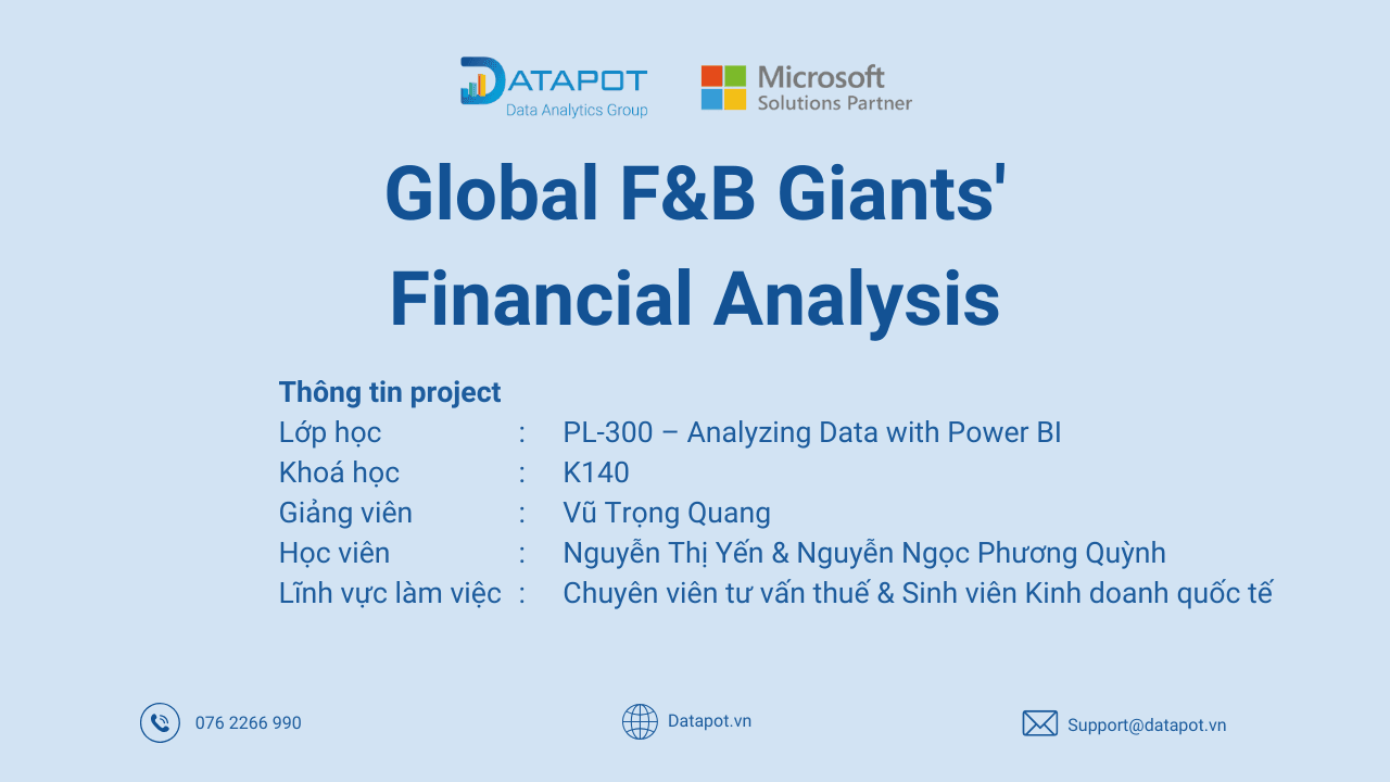 Phân tích ba “ông lớn” F&B toàn cầu bằng Power BI – khi dữ liệu thật trở thành góc nhìn đầu tư của Quỳnh & Yến