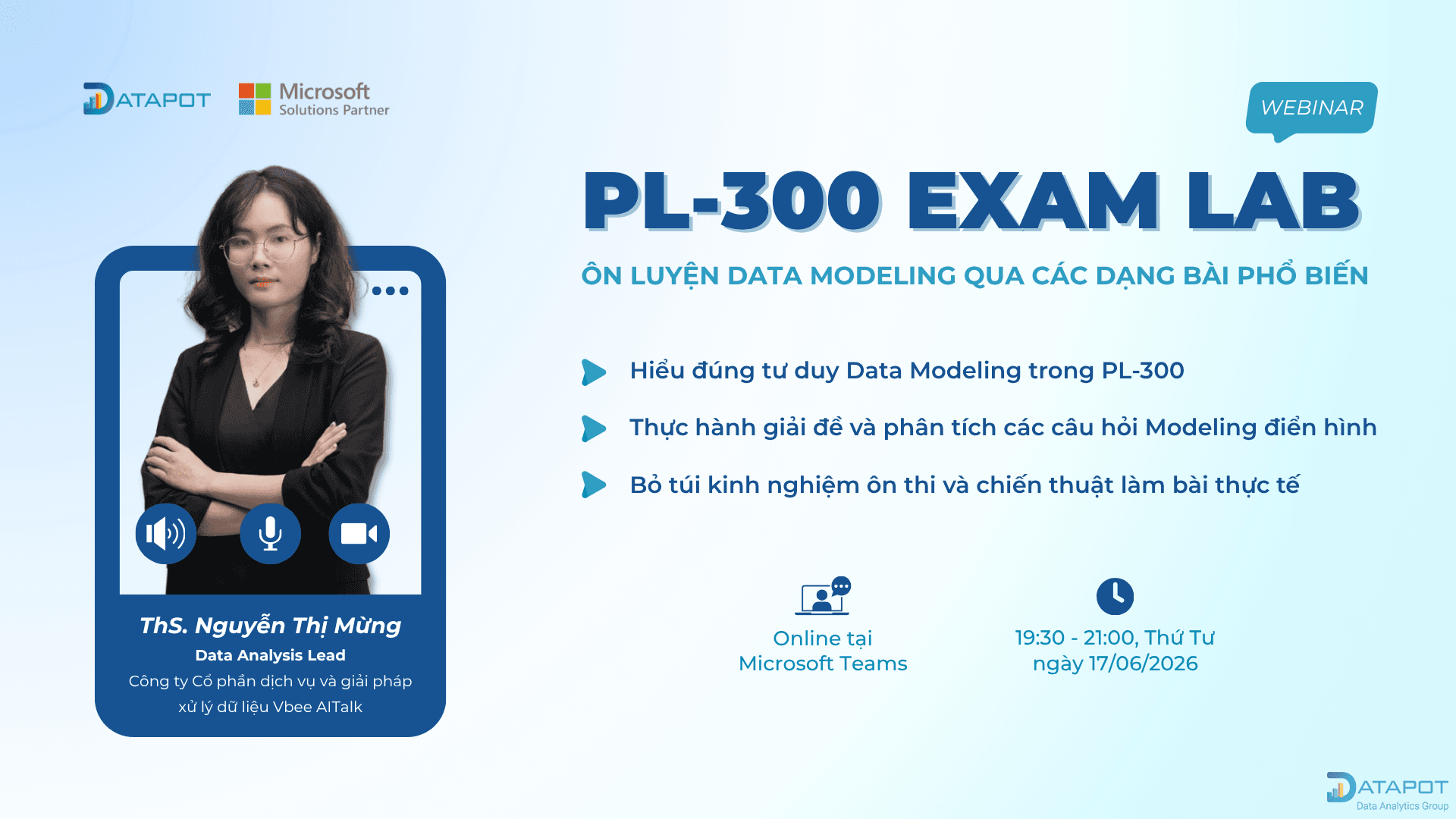 Đăng ký tham gia webinar PL-300 Exam Lab | Ôn luyện Data Modeling qua các dạng bài phổ biến